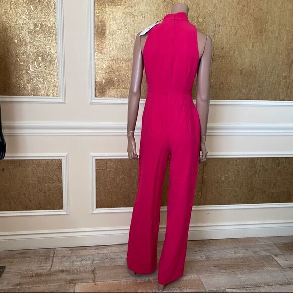 NWT ZARA fuchsia  high collar wide leg jumpsuit XS - Picture 8 of 10